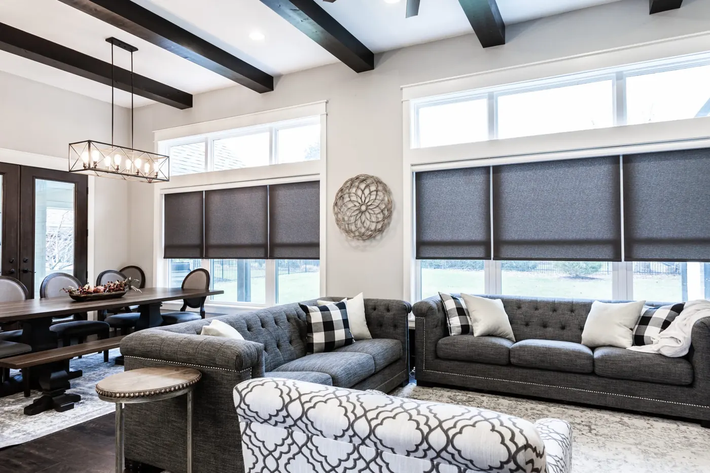 Custom shades measured and installed in Camby